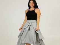 Saia Feminina Midi Barra Assimtrica Nolita