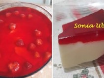 Sobremesa de morango com creme e gelatina!